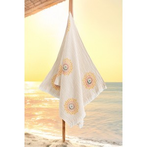 Serviette en mousseline de coton biologique 100% écologique Varol, motif floral - Lemura - Product Image 1