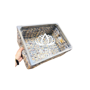 Cesta de Almacenamiento de Jacinto de Agua Tejida a Mano, Fácil de Transportar, para Organización del Hogar y Decoración, Loto Azul - Product Image 1