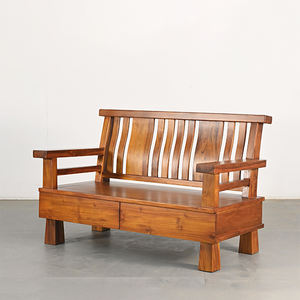 Sofá de Dos Plazas de Madera de Teca de Estilo Clásico Moderno con Estructura para Muebles de Sala de Estar - Product Image 6