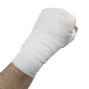 White Boxing Hand Wraps Custom Logo Elastic Wrist Support for Kickboxing MMA Muay Thai <b>Training</b> and Fitness Gym Use - Product Image 3