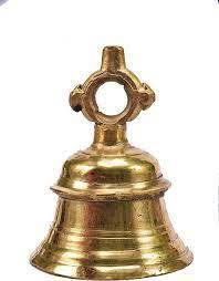 Cloche à main en laiton doré de conception antique pour tenture murale de temple - Product Image 4