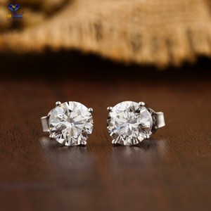 0,97 TDW Round Brilliant Cut Stud 18K Oro blanco Diamante cultivado en laboratorio Diamante Pendiente Joyería - Product Image 2