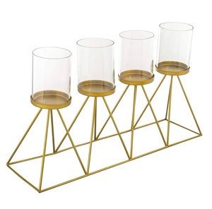 5 Arms Metal Candelabra With Gold Plating Finishing Round Base Elegant Design Top Quality for Home & Wedding Decoration - Product Image 2