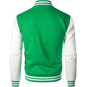 <b>Men</b> Vibrant Lime Green Varsity <b>Jacket</b> Premium Athletic Letterman with Contrast <b>White</b> Sleeves - Product Image 2