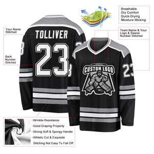 Vente en gros de maillots de hockey sur glace personnalisés avec logo personnalisé, service OEM, design unique, 100% polyester, séchage rapide - Product Image 4