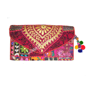 กระเป๋าคลัทช์ Banjara ทำด้วยมือโบฮีเมียนมีกระจกที่ซับซ้อนจุได้เยอะซิปสีสดใสไม่ซ้ำใครทำจากผ้าฝ้าย - Product Image 1