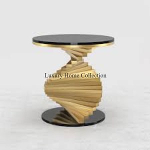 Modern Designer Fancy <b>Coffee</b> <b>Table</b> with Golden Stripes Shiny Polished <b>White</b> Natural Marble Attractive Center <b>Table</b> - Product Image 6
