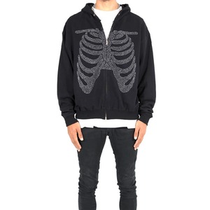 Hombres Rhinestones Hombres básicos algodón mezclado nHoodie Full Zip up Rhinestone Hoodies para hombre, 100% algodón Full Zipper Street - Product Image 1