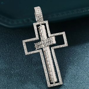 Pendentif en diamant de laboratoire taille baguette, serti de pierres, collier de luxe hip-hop, pendentif croix - Product Image 5