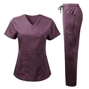 Высококачественная индивидуальная медицинская униформа для медсестер, 4 способа растягивания, медицинская униформа, брюки и топы, рубашки для клиники