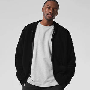 Sweat à capuche noir surdimensionné de haute qualité pour hommes, impression DTG personnalisée, coton français, fermeture éclair bidirectionnelle, poche d'hiver - Product Image 1