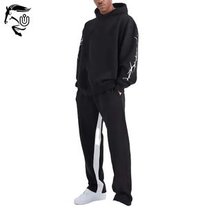 Hommes pour Puff Print Logo Stacked Sets Pantalon évasé deux pièces et survêtements à capuche Survêtement 100% coton grande taille - Product Image 4