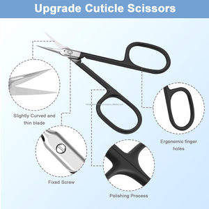 Super Quality Black Sharp Professional Russian Stainless Steel Cuticle Scissors for Nail Manicure Private Label Custom - Product Image 2
