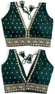 Modern Blouse Has Zari , Thread Work and Handwork Ready to Blouse Has Froent Open Pattern and Beautiful Knot Summer - Product Image 5