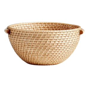 Bol décoratif en rotin tissé à la main de Style Boho vintage Panier rond de haute qualité pour fruits Snacks Bol en rotin - Product Image 4