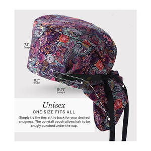Gorros Quirúrgicos Unisex con Espacio para Cola de Caballo, Gorros de Enfermera Cómodos para Cabello Largo, Gorro Bouffant Elegante 100% Algodón Transpirable para Playa y Exteriores - Product Image 3