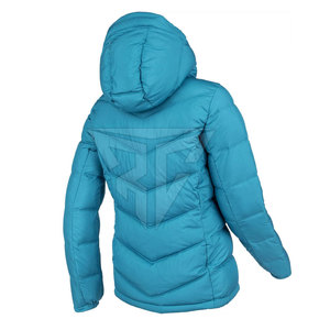 Veste matelassée pour femme de haute qualité, séchage rapide, respirante, en polyester tricoté, imperméable, hiver, fermeture éclair, à capuche, vente en gros - Product Image 3