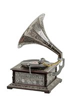 Réplique de Gramophone/Phonographe en Céramique Style Antique et Vintage, Pièce Décorative Écologique au Design Côtier de Haute Qualité pour Salle à Manger