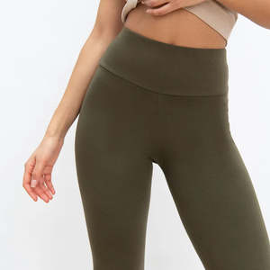 Leggings de entrenamiento de punto sólido ajustados de cintura alta para mujer, venta al por mayor a bajo precio, logotipo y diseño personalizados, servicio OEM 2025 - Product Image 5