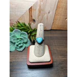 Navajo-<b>Crafted</b> Golden Turquoise & Sterling Silver Ring Size 8-Cultural Collectible Jewelry - Product Image 1
