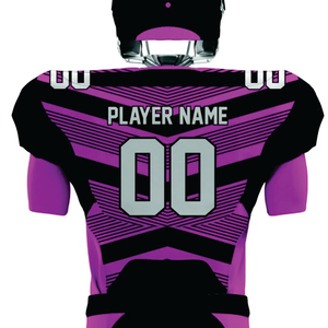 Uniforme personalizado de fútbol Americano negro y morado para hombre, aparejos transpirables, sarga, entrenamiento duradero, ropa deportiva, nombre del jugador incluye - Product Image 3
