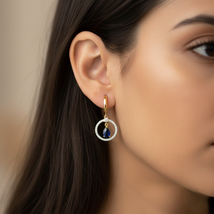 Boucles d'oreilles élégantes en pierre précieuse bleu poire - Boucles d'oreilles classiques pour cadeau de mariage - Product Image 4