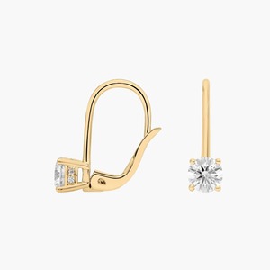 Hidden Halo Lever <b>Back</b> Round Cut Lab Grown Diamond Stud <b>Earrings</b> 0.95 Ct Lab Grown Diamond In 14K Solid Gold Special Occasion - Product Image 4
