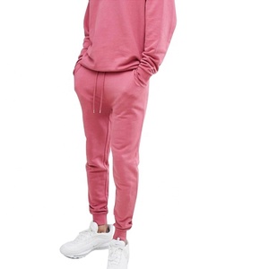 Vente en gros 100% coton uni rose ras du cou sweat-shirt et joggeurs ensemble manches longues hiver grande taille hommes survêtements - Product Image 3