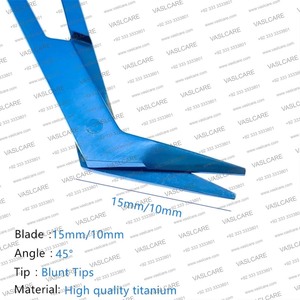Tijera vascular en ángulo 45 de titanio de primera calidad con punta roma para microcirugía Ligero certificado CE/ISO POR Vaslcare - Product Image 3