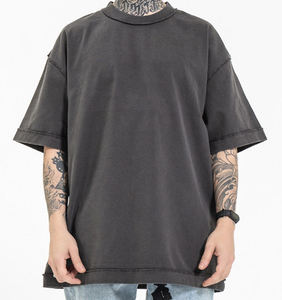 Camiseta de lavado ácido con logotipo personalizado, camiseta Vintage de gran tamaño transpirable Unisex de 100% algodón, camisetas para hombre - Product Image 4