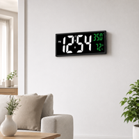 Grote LED digitale wandklok met temperatuur, luchtvochtigheid, WiFi, web-instelling, alarm, bureau- en wandmontage