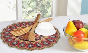 Glass Beaded <b>Round</b> Scalop Floral Gold Red Grey <b>Placemats</b> for Dining Table Beaded <b>Placemats</b> for Holiday & Christmas Thanksgiving - Product Image 6