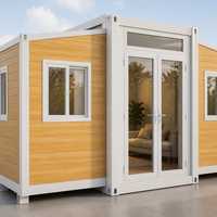 Maison conteneur extensible de 20 pieds à grain de bois, préfabriquée, petite maison modulaire, villa de vacances