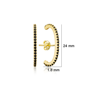 Black Zircon Stone Shape Push <b>Back</b> <b>Earrings</b> Turkish Wholesale Handmade 925 Sterling Silver Jewelry - Product Image 3