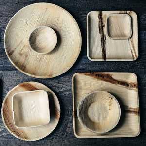 Assiettes en feuilles de palmier compostables écologiques, bols jetables biodégradables, utilisation en cuisine, décoration de fête, assiettes en feuilles de palmier - Product Image 5