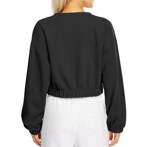 Profesional y elegante mujer casual corto sudor traje Fitness Zip up sudaderas conjuntos personalizados mujeres Crop Top Sudadera con capucha conjunto - Product Image 2