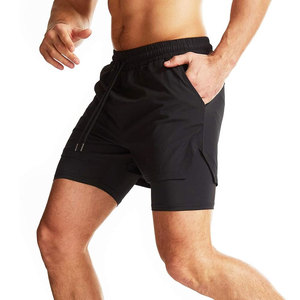 Short 2 en 1 avec logo personnalisé pour hommes, idéal pour les marques de sport, les gymnases et les équipes de fitness - Product Image 2