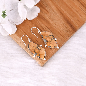 Nouveauté Boucles d'oreilles pendantes en pierre de jaspe Malinga bohème, vente chaude, plaqué argent laiton, pour femmes, cadeaux, bijoux - Product Image 2