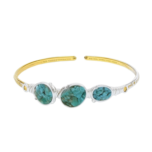 Boho Style Gold and <b>Silver</b> Plated Fashion <b>Cuff</b> <b>Bracelets</b> Resale Ready with Natural Stone Accents - Product Image 2