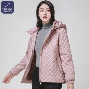 Yufan 전문 사용자 정의 겨울 새로운 반짝 이는 골드 핑크 후드 거위 다운 재킷 코트 패션 따뜻한 숙녀 자켓