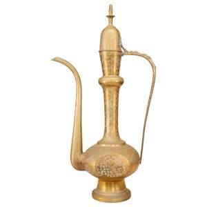 Cafetière arabe Aftaba en laiton fabriquée à la main la plus vendue magnifiquement en relief de l'Inde Design attrayant en métal - Product Image 2