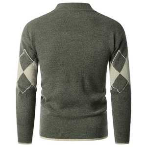 Suéter de Lana 100% Personalizado, Tejido, Transpirable, Holgado, de Moda, con Diseño Argyle, para Hombre, Ropa Casual de Invierno para Exteriores - Product Image 6