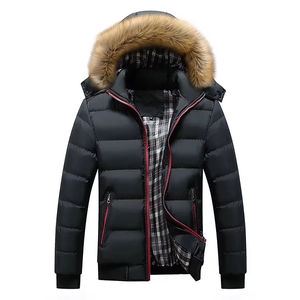Parka à capuche en toile unie pour homme, décontracté, épais, chaud, respirant, mode d'hiver, veste coupe-vent de rue - Product Image 1