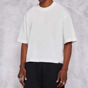 Custom Logo Box Tee Shirt Streetwear Oversize Blank <b>Cropped</b> <b>Top</b> T-Shirt 100% Cotton Heavyweight 220g Drop Shoulder Boxy Fit - Product Image 4