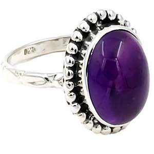 Navya Craft Boho <b>Statement</b> <b>Ring</b> for Women Handmade 925 Sterling <b>Silver</b> Amethyst Natural Stone Size 4 14 Everyday Wear Jewelry - Product Image 1