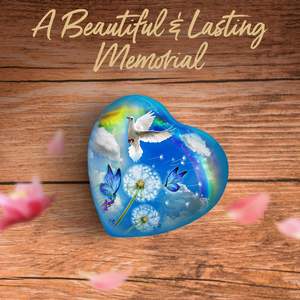 Blue Heart Shaped <b>Urn</b> - Keepsake <b>for</b> <b>Human</b> <b>Ashes</b> - <b>Small</b> Bird <b>Urn</b> <b>for</b> Women & Men with Box & Bag - Honor Your Love - Product Image 6