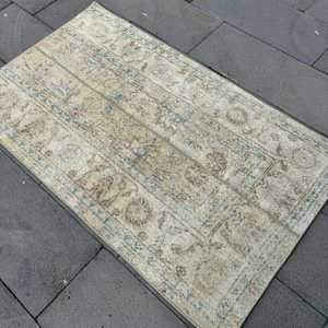 2.8x4.8 ft Vintage Turkish Rug, Small Rug, <b>Brown</b> <b>Wool</b> Rug - Product Image 4