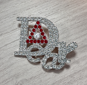 Nouvelle broche de revers de style créateur, motif triangle, avec incrustations de pierres brillantes, thème Sœur d'amitié grecque, ton rouge et blanc - Product Image 1