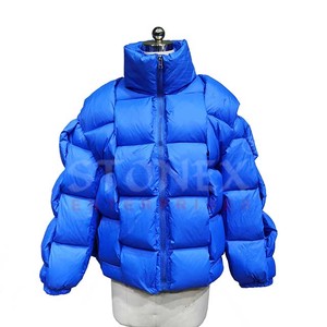 Moda High Streetwear Custom Plus Oversized 3D Weave Plaid acolchado Bubble Puffer Down Jacket - Product Image 1