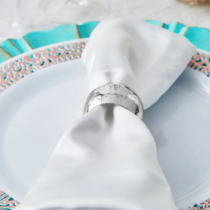 Rond de serviette rond en argent martelé en gros pour la décoration de la table de la maison et du restaurant à bas prix - Product Image 6
